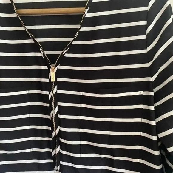 Calvin Klein Black and White Stripped Blouse - Picture 4 of 13